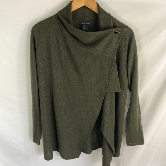 Tahari Sweaters - Tahari Merino Wool Blend Green Wrap Sweater Size XS